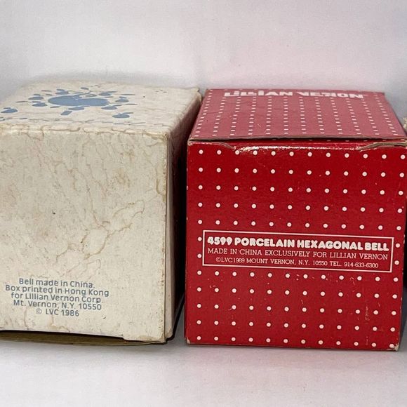 Vintage Lilian Vernon LVC Porcelain Miniature Christmas Bells Boxes‎ 1989 1986 - Picture 6 of 8